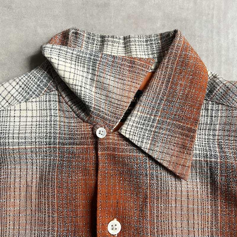 50'S MARK TWAIN Wool & Rayon Ombre Check Open Collar Box Shirts