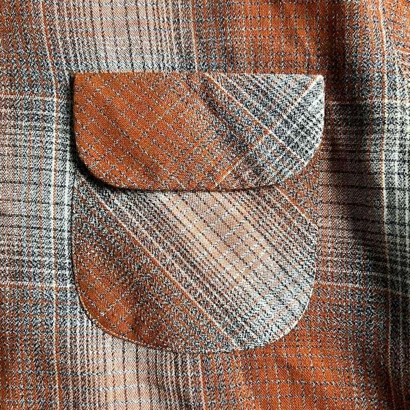 50'S MARK TWAIN Wool & Rayon Ombre Check Open Collar Box Shirts