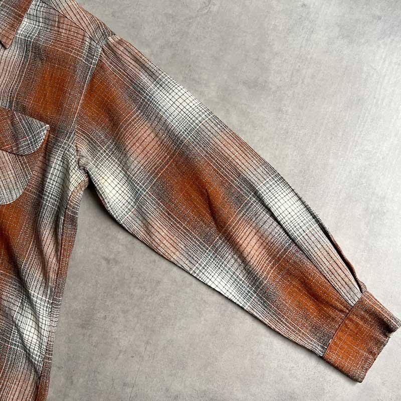 50'S MARK TWAIN Wool & Rayon Ombre Check Open Collar Box Shirts