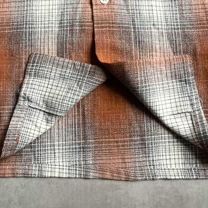 50'S MARK TWAIN Wool & Rayon Ombre Check Open Collar Box Shirts