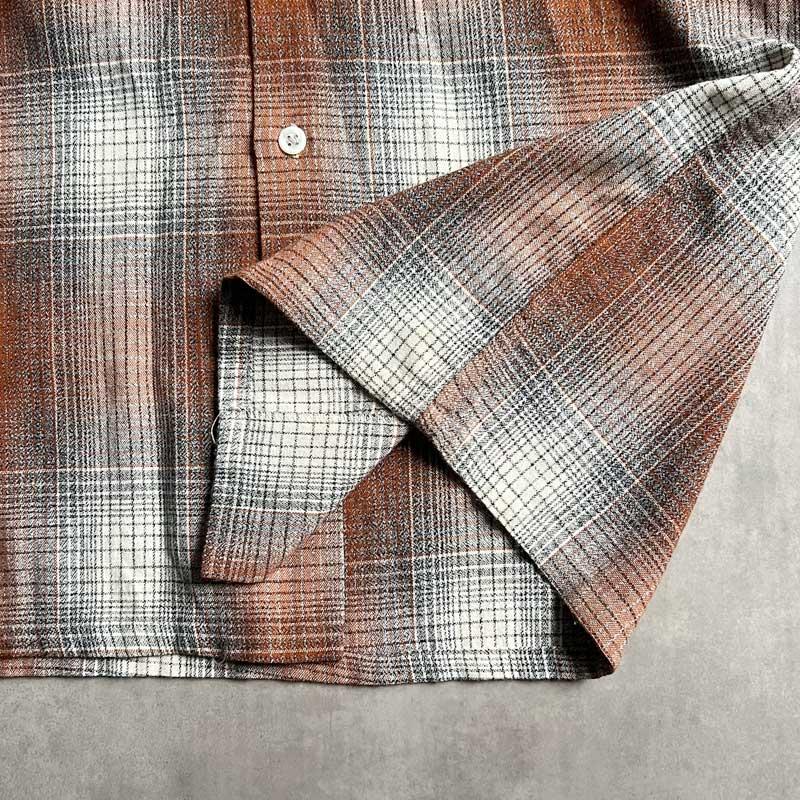 50'S MARK TWAIN Wool & Rayon Ombre Check Open Collar Box Shirts