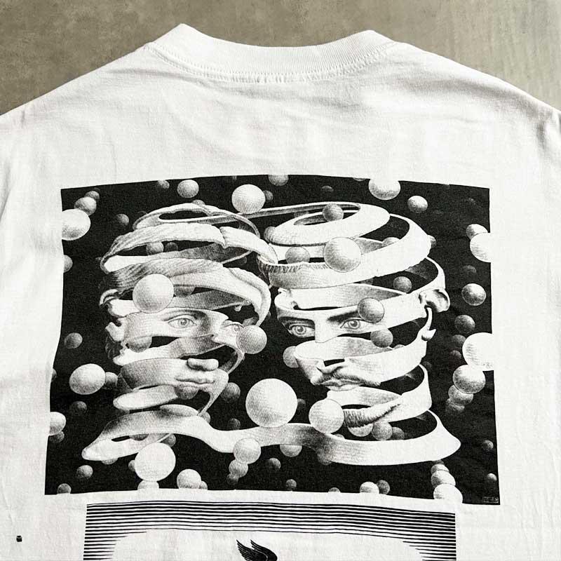 90s M.C.エッシャー　マルチプリントTシャツ 90'S M.C.ESCHER Multi Print T-Shirts Made in USA WHITE/L