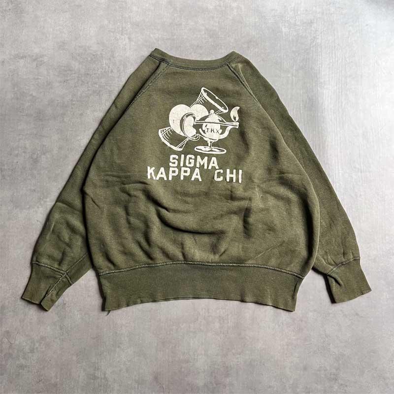 60'S Vintage SIGMA KAPPA CHI Raglan Sweat Shirts GREEN 60年代