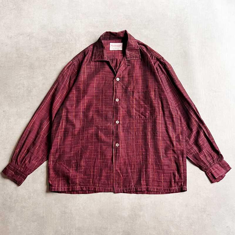 60'S RICHMAN BROTHERS Opan Collar Long Sleeve Box Shirts BURGUNDY