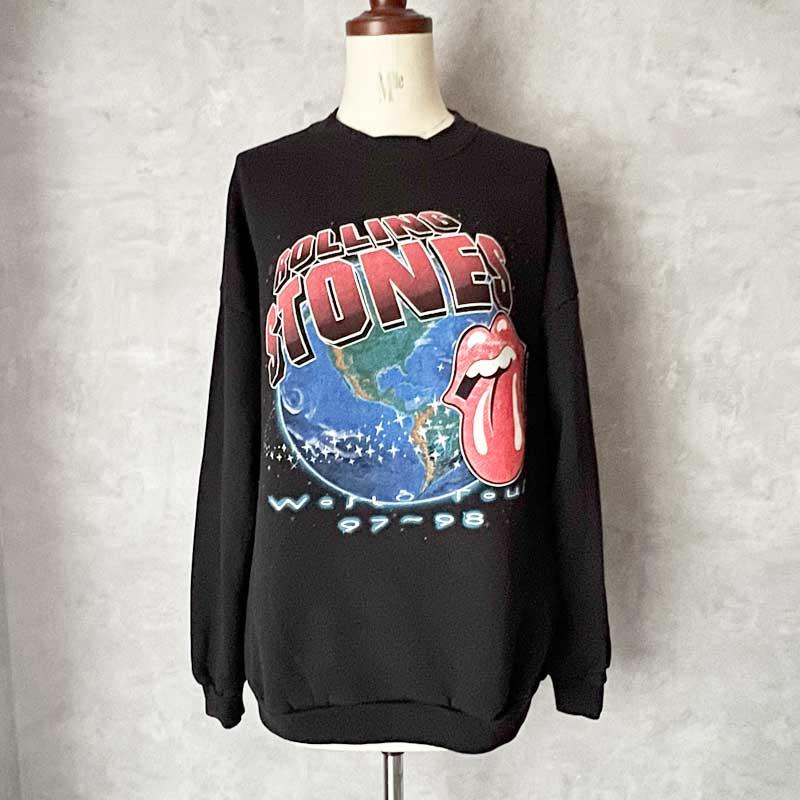 90's ヴィンテージ ローリングストーンズ　薄手スウェット　サイズL L 90'S THE ROLLING STONES World Tour Sweat Shirts Made in USA BLACK