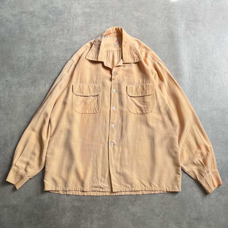 50'S ASHFIELD by DUKE OF HOLLYWOOD Open Collar Long Sleeve Rayon