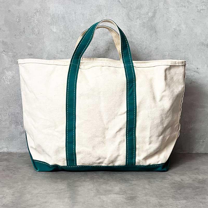 LLBean トートバッグ ホワイト/グリーン L.L.Bean 80'S L.L.BEAN Zip Tote Bag LARGE WHITE/GREEN 80年代