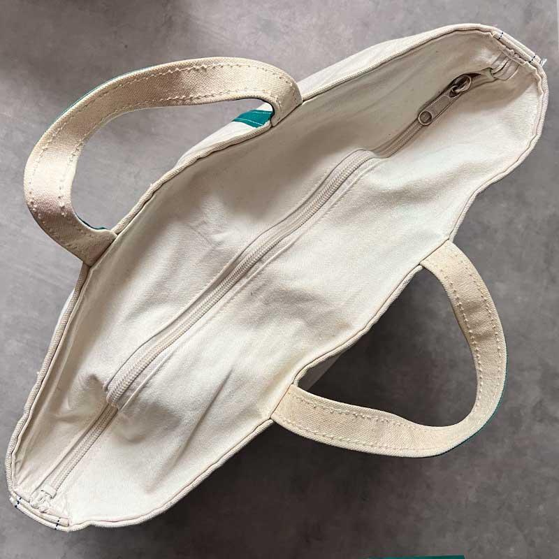 L.L.Bean 80'S L.L.BEAN Zip Tote Bag LARGE WHITE/GREEN 80年代
