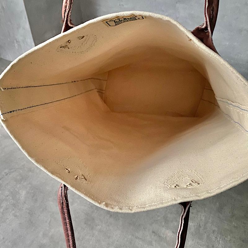 DEADSTOCK 80's L.L BEAN LEATHER HANDLE BIRD PAINT TOTE BAG