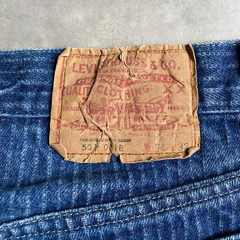 80's Levi's 501-0118 Striped Denim Pants Made in USA W34L32 80年代