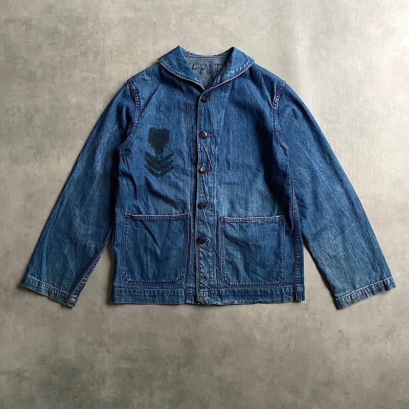 40's U.S NAVY SHAWL COLLAR DENIM COVERALLS DUNGAREE JUMPER
