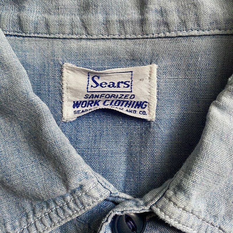 50's SEARS WORK CLOTHING SHORT SLEEVE CHAMBLEY SHIRTS 身幅60 50