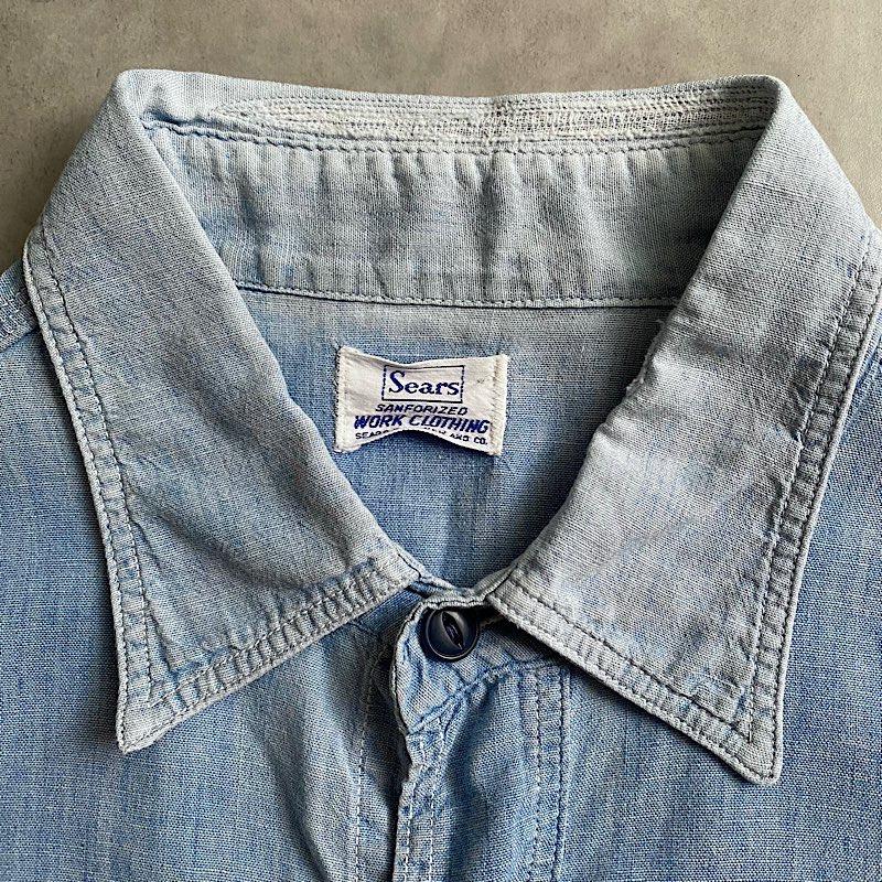 50's SEARS WORK CLOTHING SHORT SLEEVE CHAMBLEY SHIRTS 身幅60 50