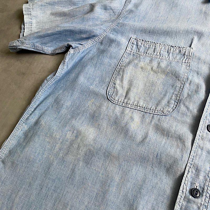 50's SEARS WORK CLOTHING SHORT SLEEVE CHAMBLEY SHIRTS 身幅60 50