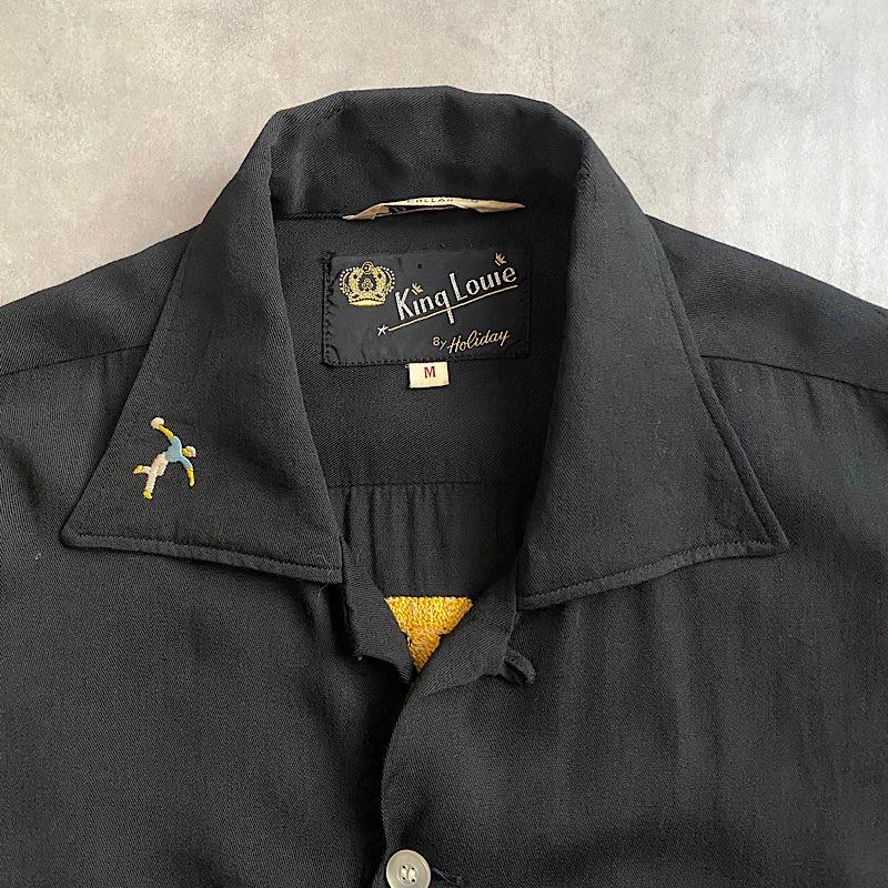 60'S KING LOUIE CHAIN STITCH BOWLING SHIRTS BLACK/M 60年代