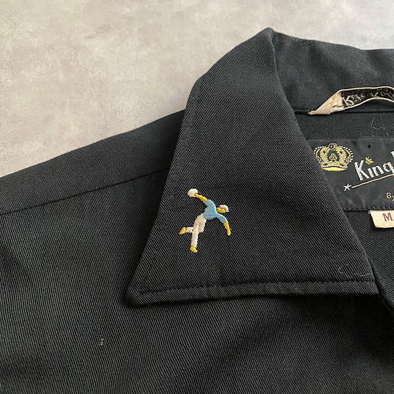 60'S KING LOUIE CHAIN STITCH BOWLING SHIRTS BLACK/M 60年代