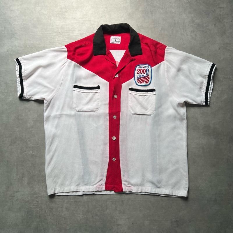 60'S THE-TRI-TONE Service Bowling Shirts RED WHITE/L 60年代