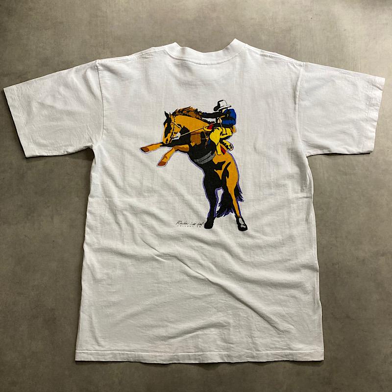 90's MARLBORO Wild West Cowboy T-SHIRTS WHITE : NAVIE - 通販