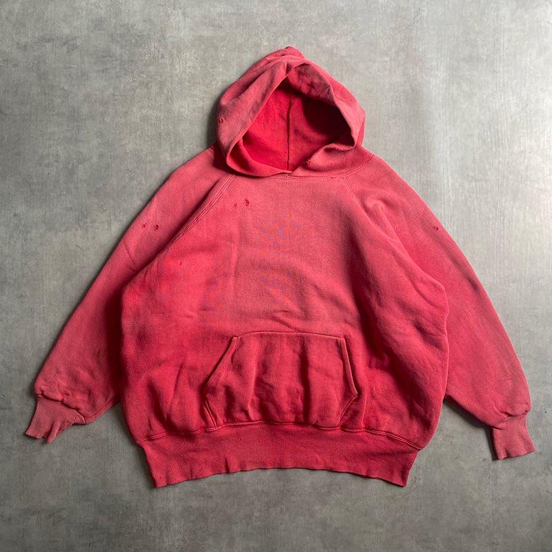 50'S BIG SIZE DOUBLE FACE SWEAT HOODIE Sunfaded RED 身幅67 50年