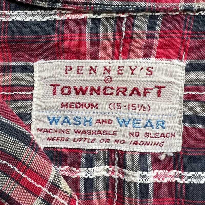 70'sビンテージ古着！ Penney's TOWNCRAFT半袖チェックシャツ PENNEYS（ペニーズ） 50'S Penney's Town Craft Open Collar Short