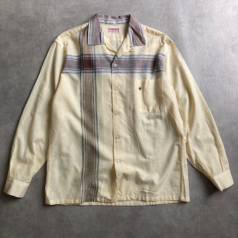 60's McGREGOR OPEN COLLAR L/S Box Shirts Made in USA YELLOW/M 60