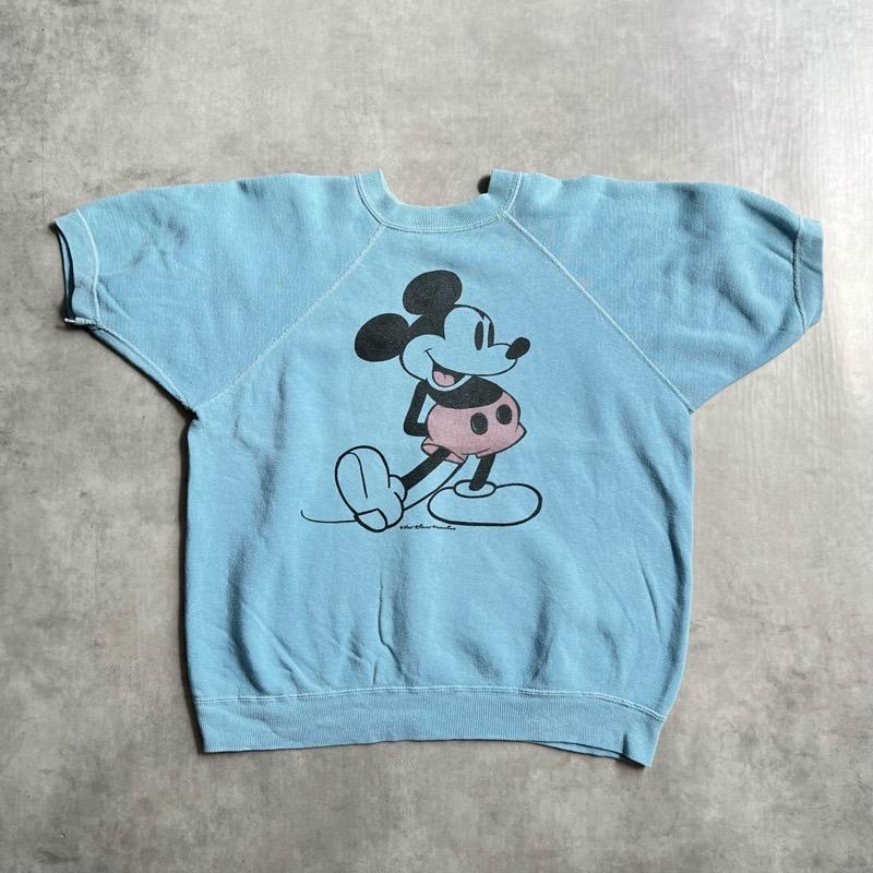 60'S MICKEY MOUSE Raglan Short Sleeve Vintage Sweat Shirts LIGHT