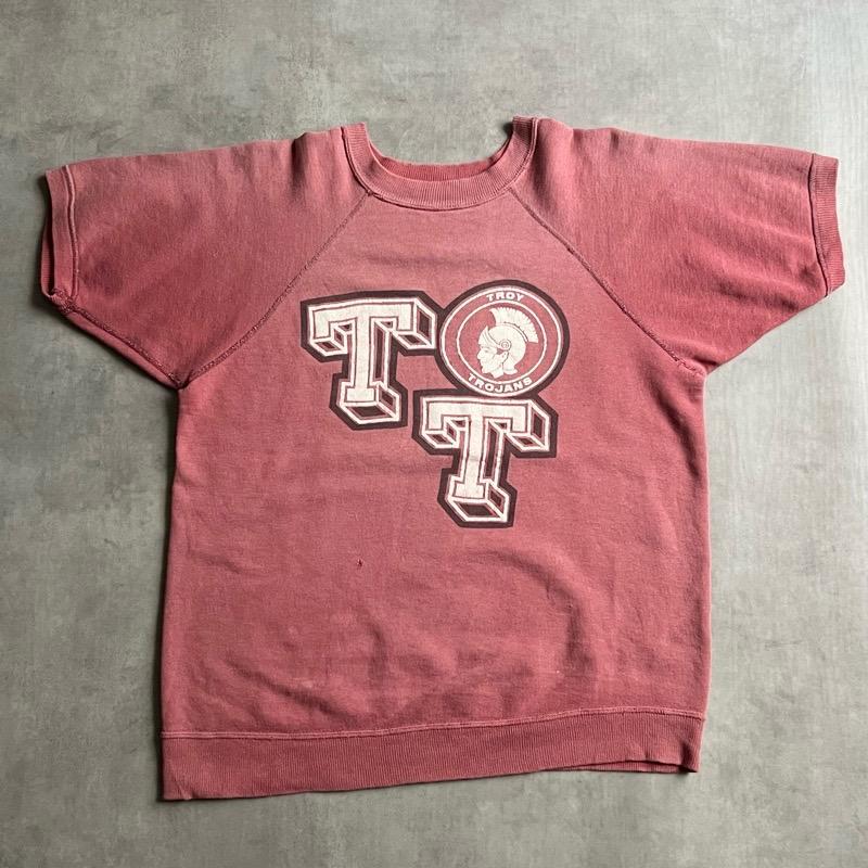 60'S TROY TROJANS Short Sleeve Vintage Sweat Shirts RED 60年代