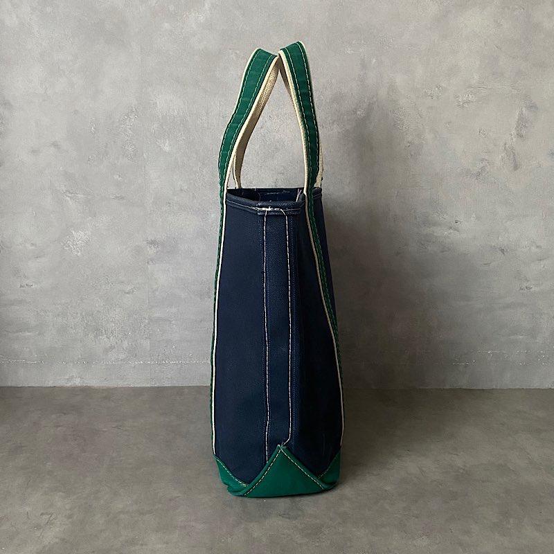 80'S L.L.BEAN Deluxe Tote Bag TALL SAIZE NAVY/GREEN 80年代