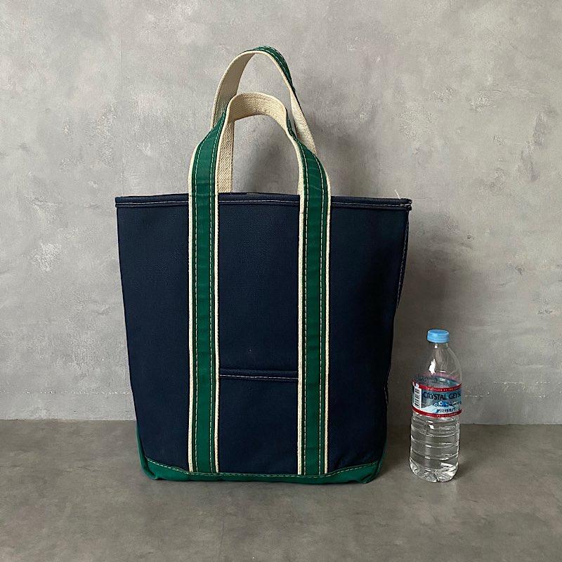80'S L.L.BEAN Deluxe Tote Bag TALL SAIZE NAVY/GREEN 80年代