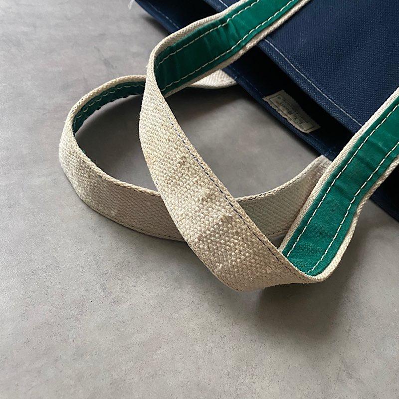 80'S L.L.BEAN Deluxe Tote Bag TALL SAIZE NAVY/GREEN 80年代