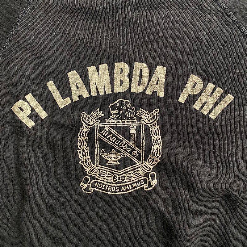 60'S PI LAMBDA PHI Raglan Short Sleeves Sweat Shirts BLACK/身幅56
