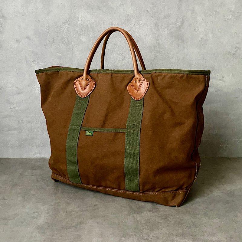 【美品】エルエルビーン　90s トートバッグ　ビンテージ　大容量　レザーハンドル 90's L.L BEAN Leather Handle Canvas Tote BAG BROWN/LARGE 90