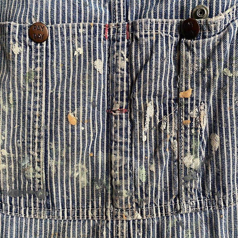 50's PAYDAY PAINTED HICKORY OVERALL W35実寸 50年代 ペイデイ