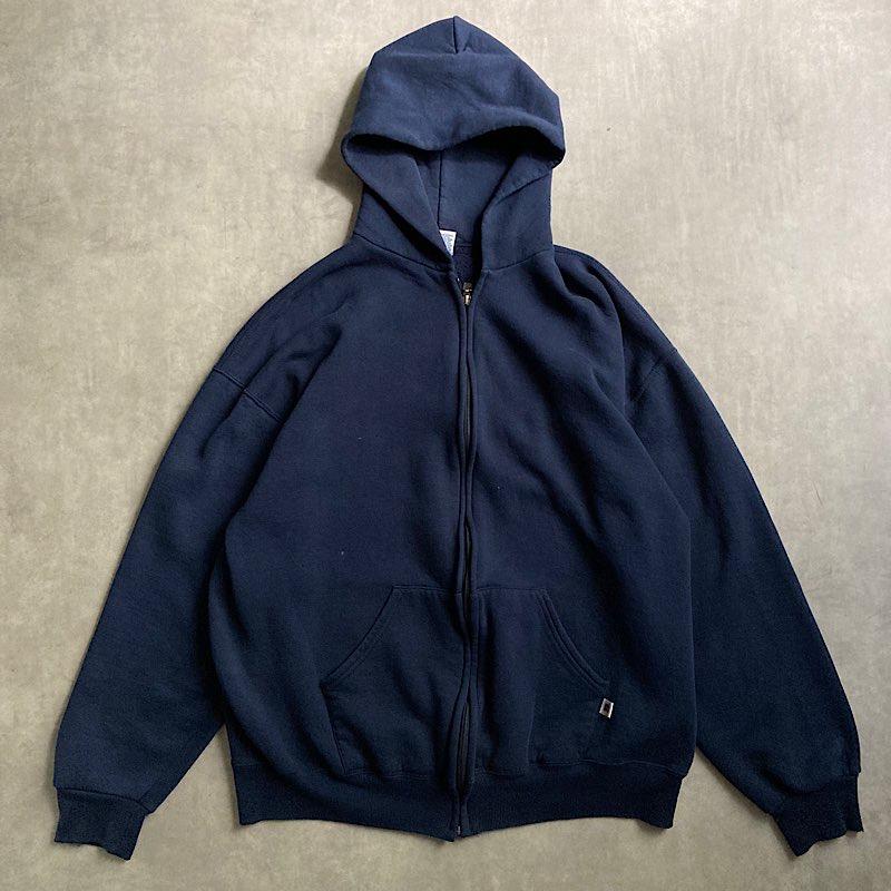 RUSSEL ATHLETIC Full Zip Up Sweat Hoodie Made in USA NAVY/XL