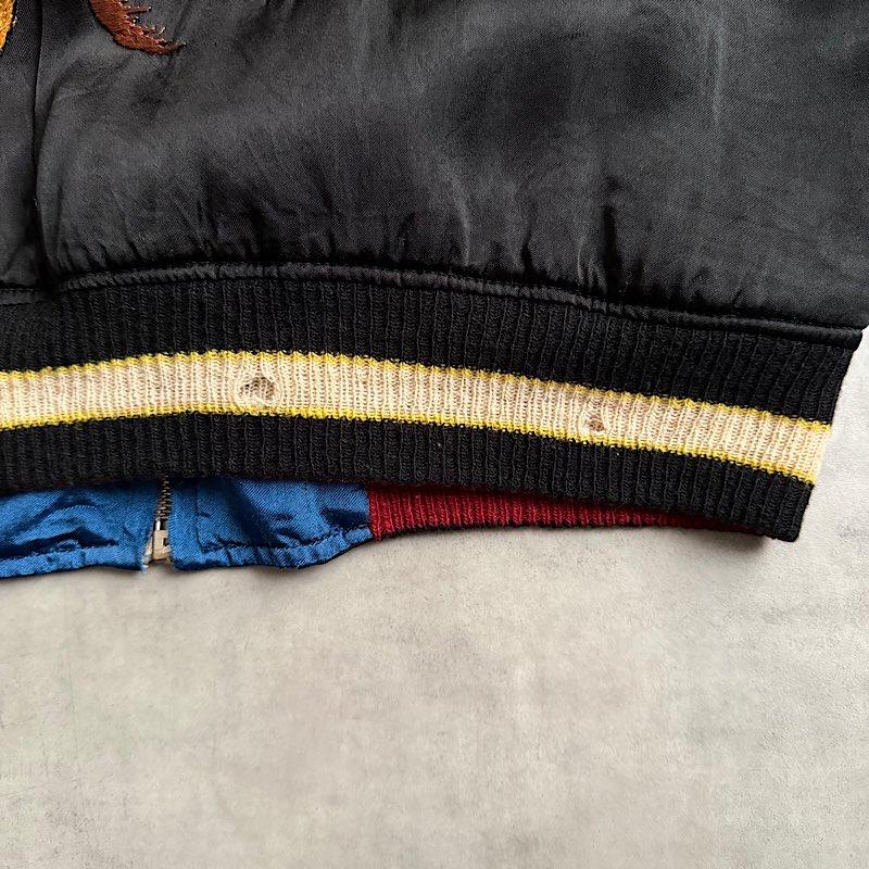 BIG SIZE 50's JAPAN Souvenir Jacket Reversible Tiger&Eagle BLACK