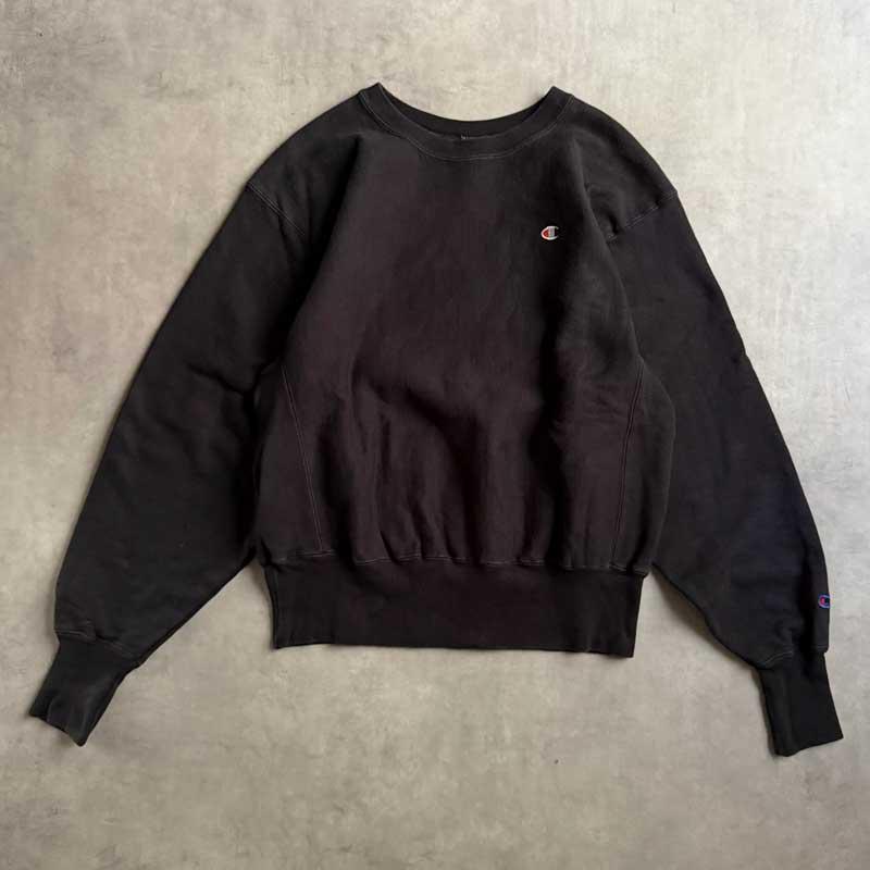90's〜 CHAMPION Reverse Weave Sweat Shirts Solid BLACK/M