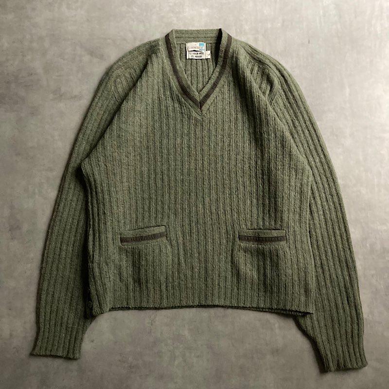 60's ALDENCREST V-Neck Mohair Sweater GREEN/L 60年代 オールデン