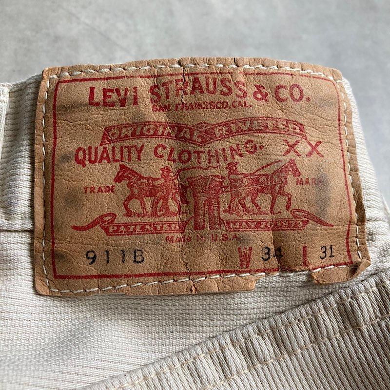 60s LEVI'S 911B ピケ BigE パンツ ボタン裏38 オリジナル 60年代 リーバイス アメリカ製 ピケパン オフホワイト アイボリー 白