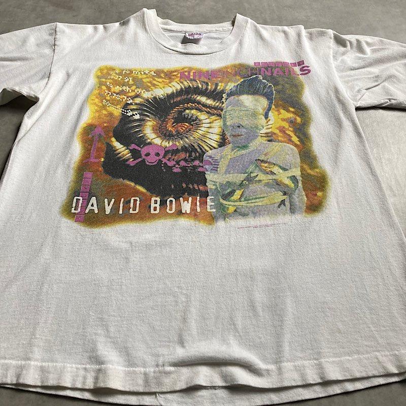 デビットボウイ90sビンテージＴシャツ 90's NINE INCH NAILS×DAVID BOWIE T-shirt Made in USA WHITE/L 90