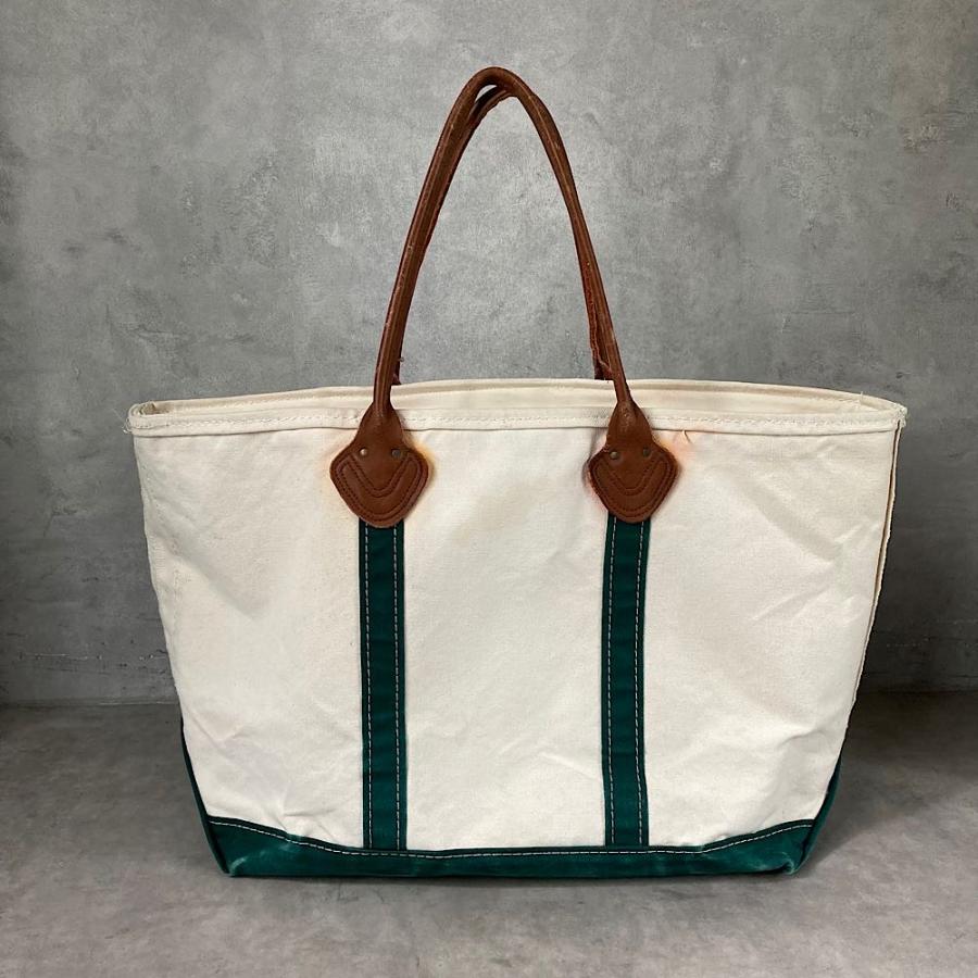 90's L.L.Bean Leather Handle Boat and Tote Green 90年代 エルエル