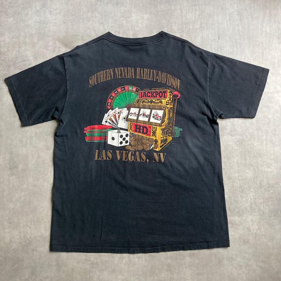 90's HARLEY-DAVIDSON LasVegas T-shirts Made in USA L BLK 90年代