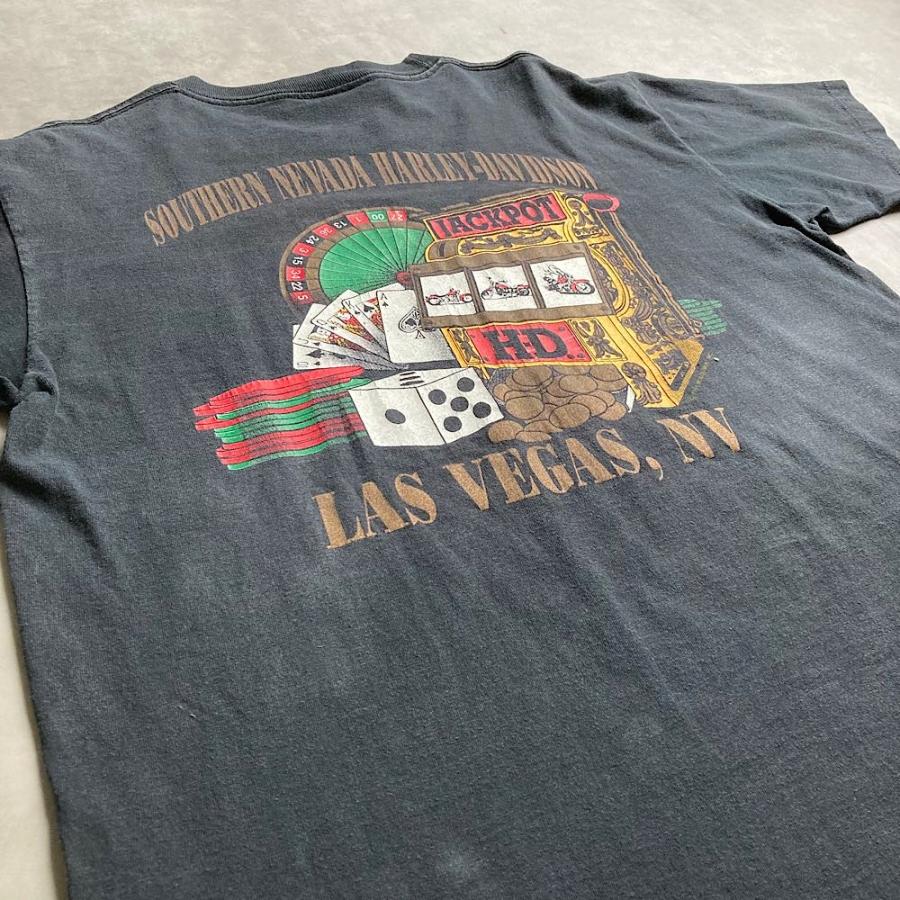 90's HARLEY-DAVIDSON LasVegas T-shirts Made in USA L BLK 90年代
