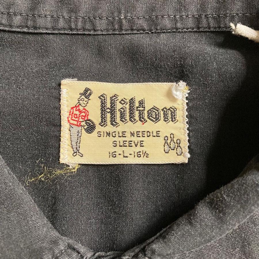 50〜60's HILTON Bowling shirt L BLK 50〜60年代 ヒルトン ボーリング