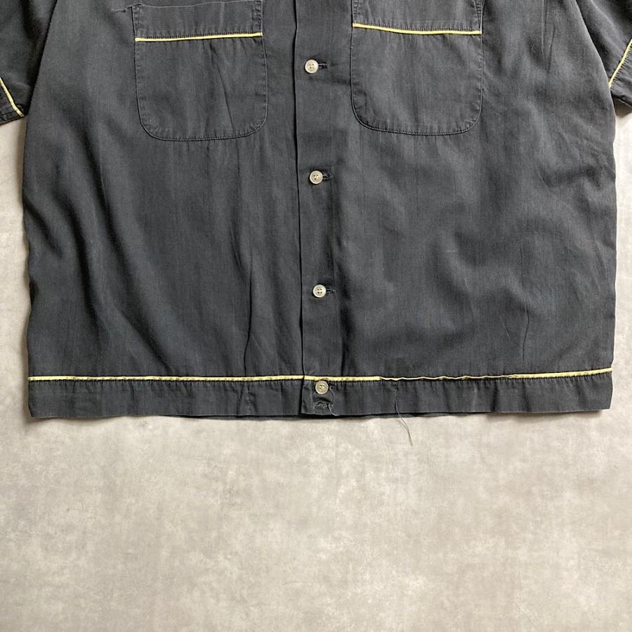 50〜60's HILTON Bowling shirt L BLK 50〜60年代 ヒルトン ボーリング