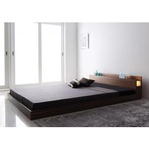 ダブル ローベッド 低い 宮 棚 スマホ リモコン ラック ライト 収納 フレーム おしゃれ ヴィンテージ コンセント 充電 照明 国産カバーポケットCマットレス付