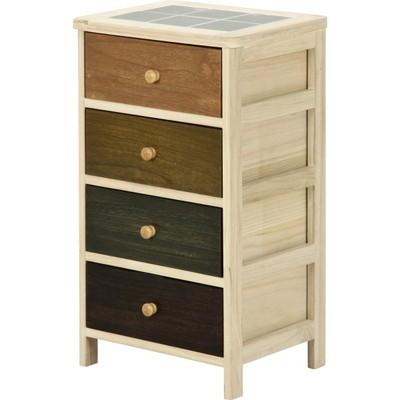 タンス チェスト 4段 桐 木製チェスト カラフル ( キャビネット