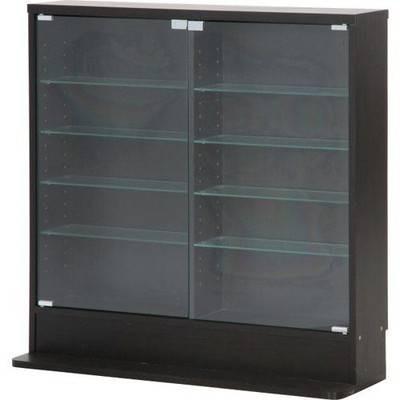 コレクション ショーケース ガラス アンティーク おしゃれ フィギュア ディスプレイ 飾り棚 ロータイプ 薄型 黒