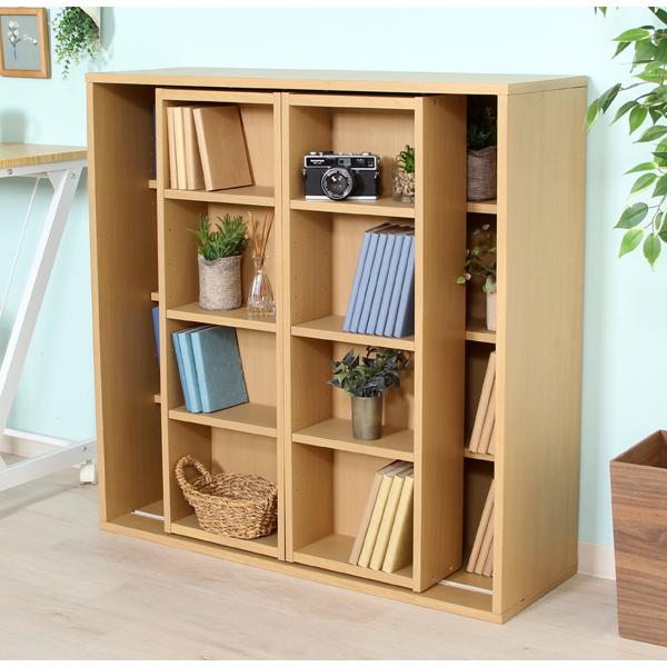 本棚 収納棚 整理棚 ラック 大容量 子供 薄型 ダブルスライド ロー 4段