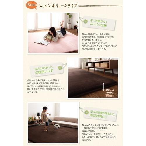 ラグ カーペット 撥水 拭ける こたつ敷き 絨毯 厚手 低反発 ウレタン 防音 マット 極厚 ふかふか 正方形 185×185 3畳 ( 厚さ18mm ) 床暖 北欧 モダン デザイン_3