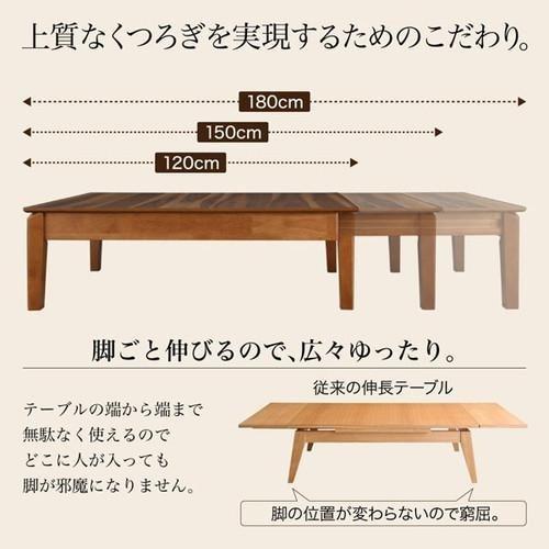 ローテーブル センターテーブル おしゃれ 伸縮 ( 幅120 幅150 幅180 奥行75 長方形 ) 6人 大人数 大きい ウォールナット